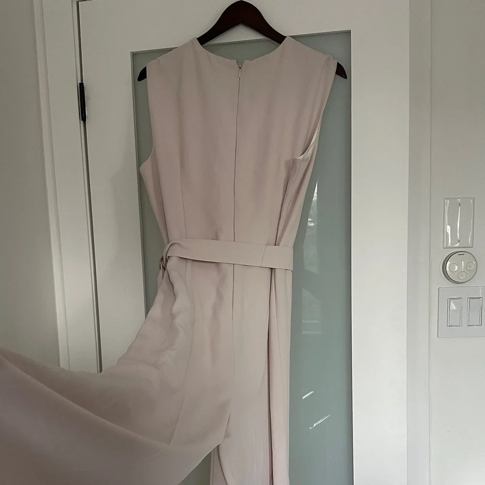 Sleeveless V-Neck Belted Jumpsuit in Light Blush - Picture 2 of 5